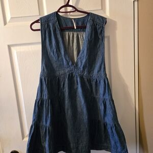 Free People Denim Blue Sleeveless Mini Dress